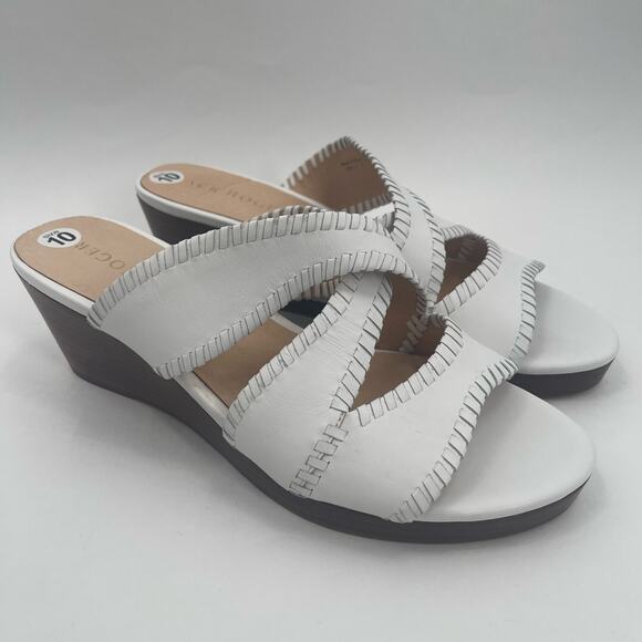 NEW JACK ROGERS Sandals Size 10 Jackie Mid Wedge White Leather Prep Summer NWOT - Picture 15 of 15